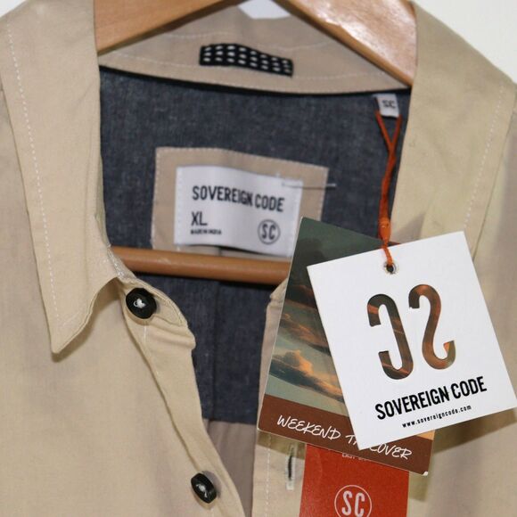NWT Sovereign Code Simon Button Down Shirt In Beige size XL - Picture 8 of 10